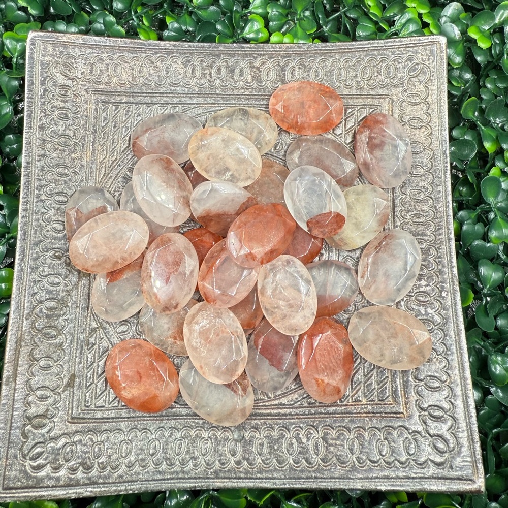 Bundle of 3 Faceted Fire Quartz Pocket Stones